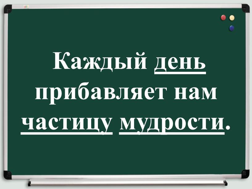 Каждый день прибавляет нам частицу мудрости