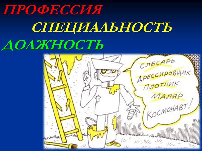 ПРОФЕССИЯ СПЕЦИАЛЬНОСТЬ ДОЛЖНОСТЬ
