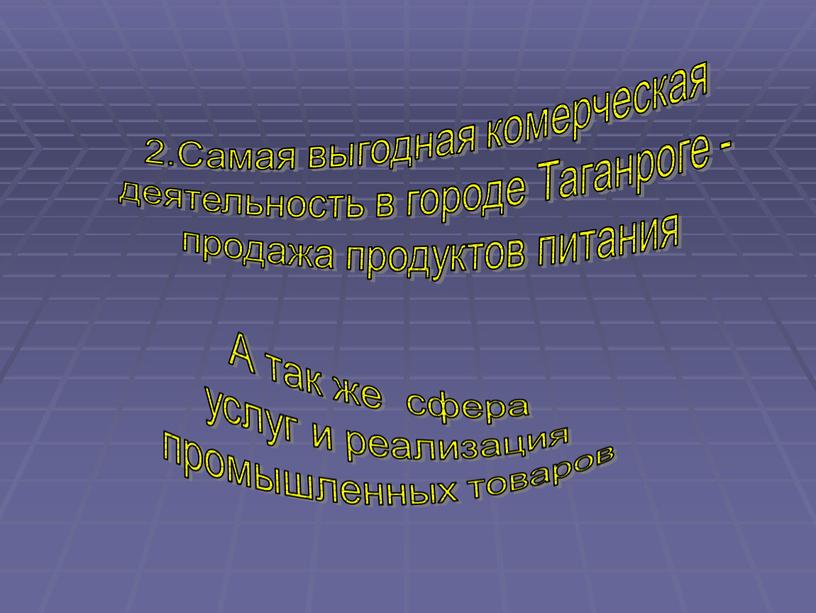 Самая выгодная комерческая деятельность в городе