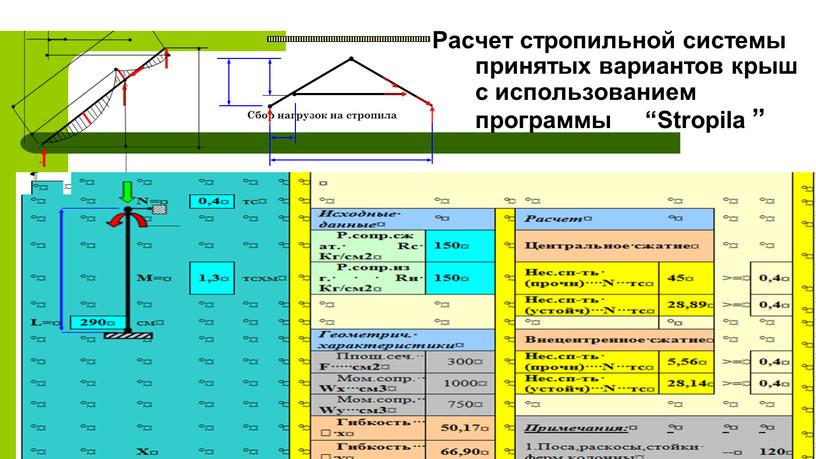 Расчет стропильной системы принятых вариантов крыш с использованием программы “Stropila ”