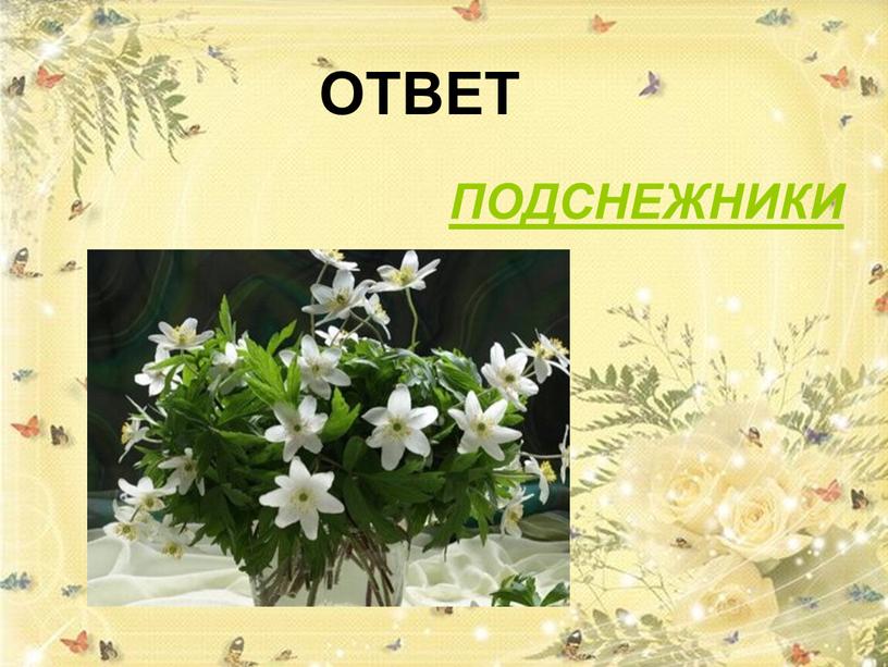 ОТВЕТ ПОДСНЕЖНИКИ