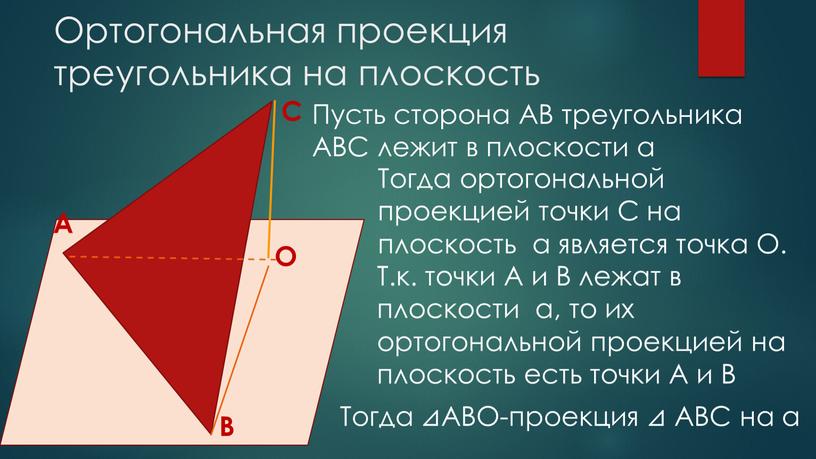 Ортогональная проекция треугольника на плоскость