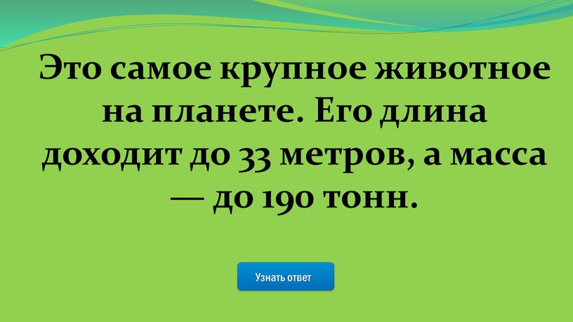 Узнать ответ Это самое крупное животное на планете