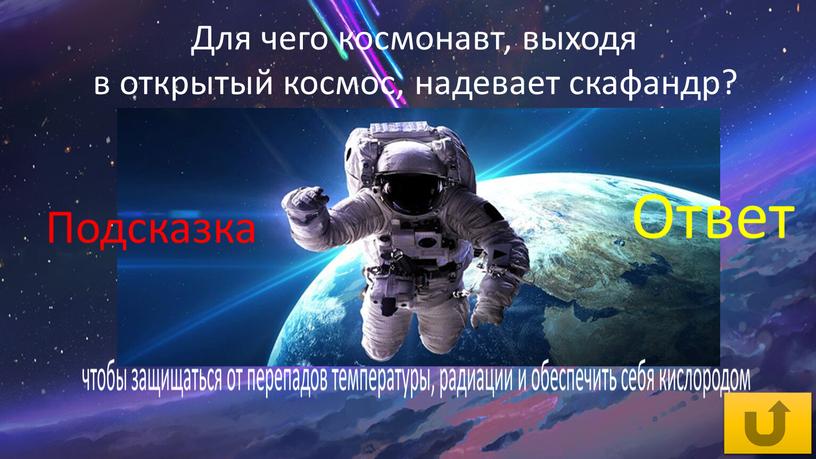 Для чего космонавт, выходя в открытый космос, надевает скафандр?