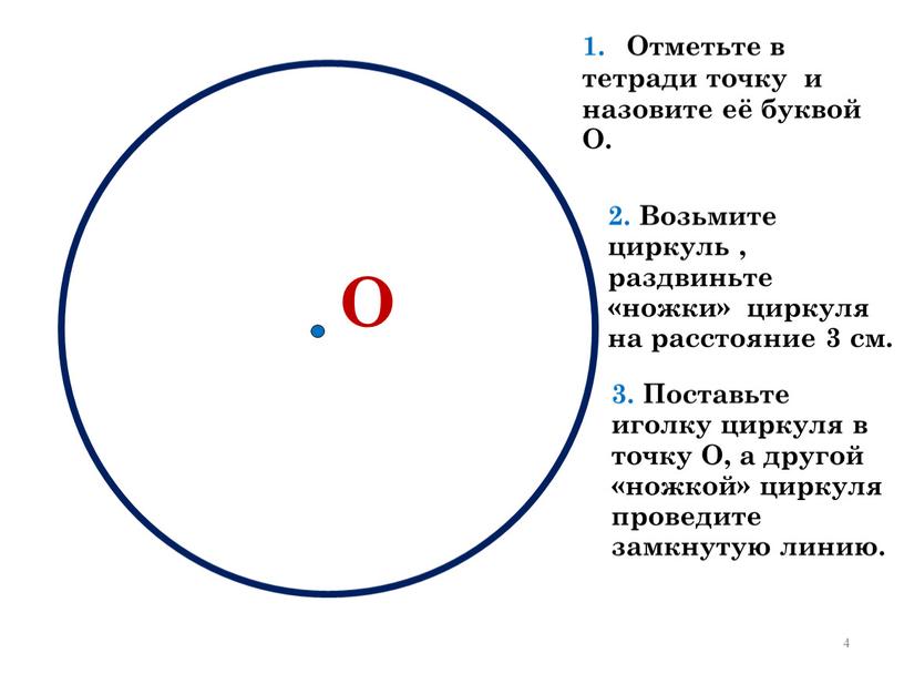 О 1. Отметьте в тетради точку и назовите её буквой