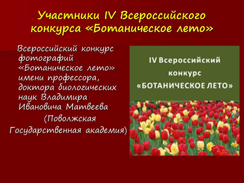 Участники IV Всероссийского конкурса «Ботаническое лето»