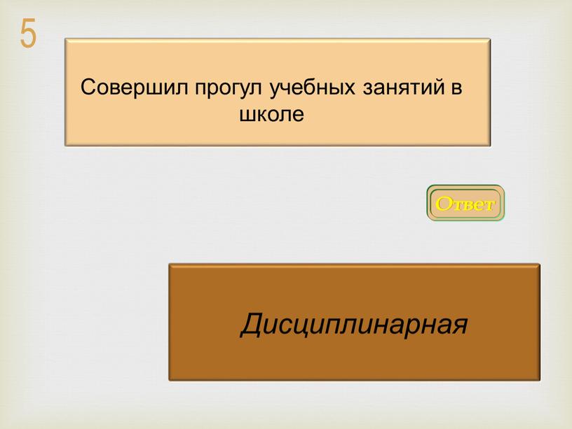 Ответ Дисциплинарная Совершил прогул учебных занятий в школе