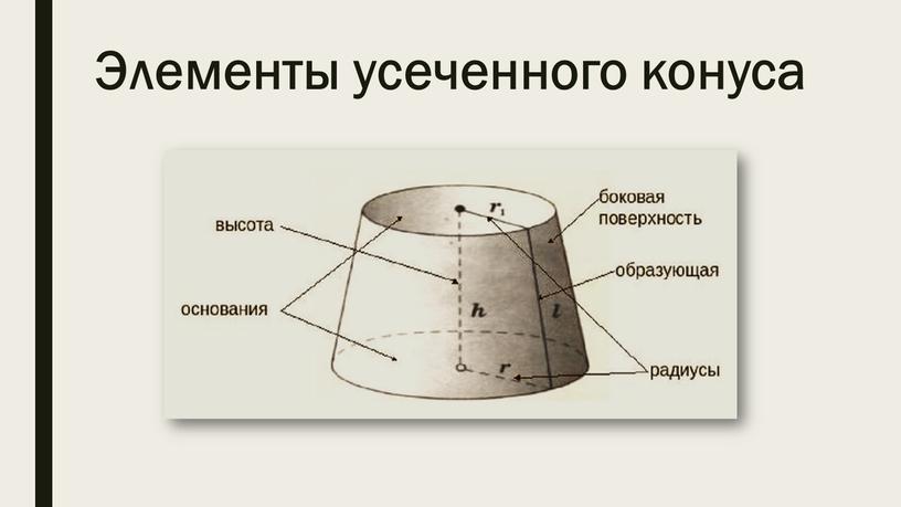 Элементы усеченного конуса