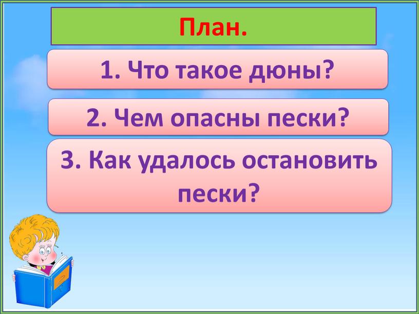 План. 1. Что такое дюны? 2. Чем опасны пески? 3