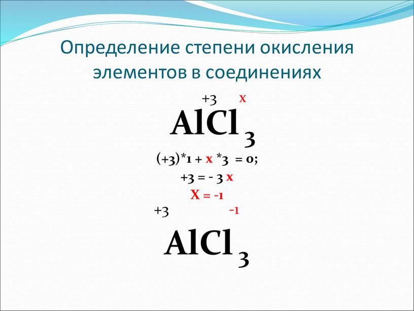 Определение степени окисления элементов в соединениях +3 х