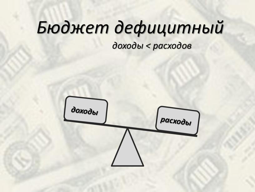 Бюджет дефицитный доходы расходы доходы < расходов