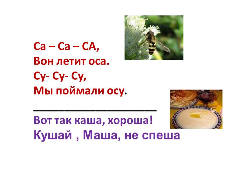 Са – Са – СА, Вон летит оса. Су-