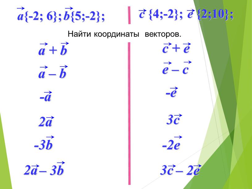 Найти координаты векторов.