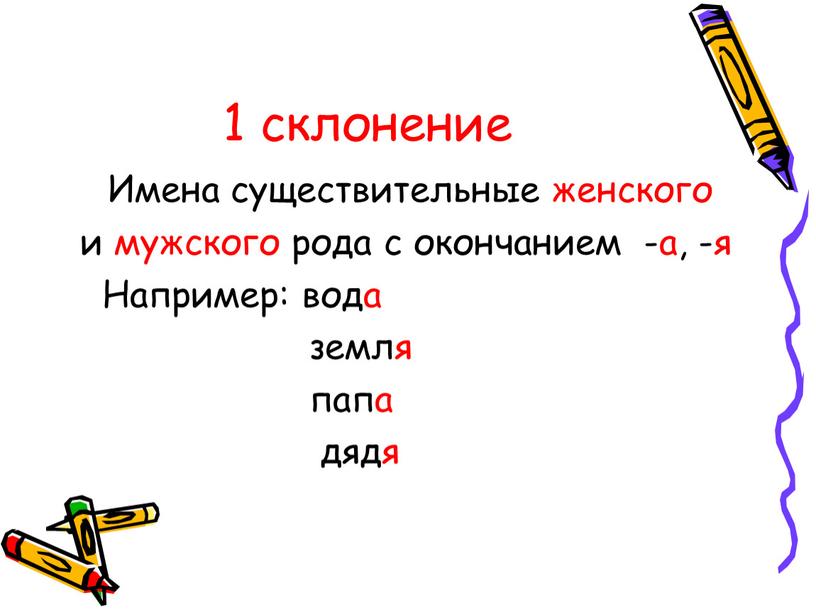 Имена существительные женского и мужского рода с окончанием -а, -я