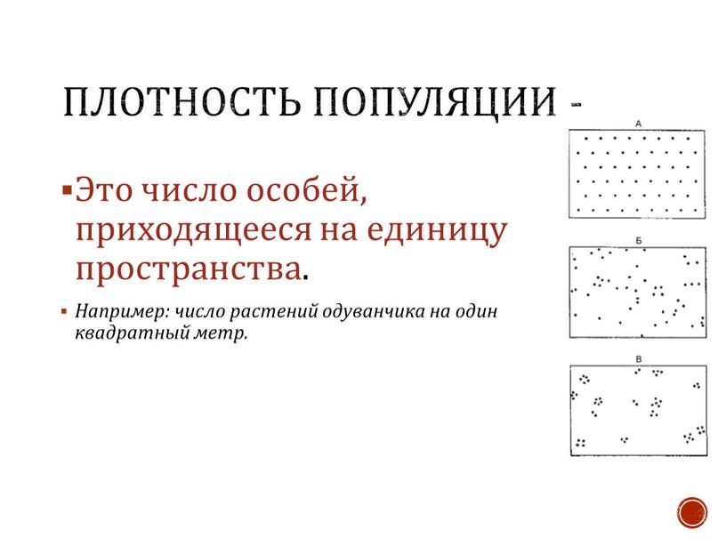 Плотность популяции - Это число особей, приходящееся на единицу пространства