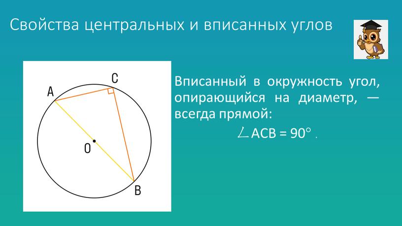 Свойства центральных и вписанных углов