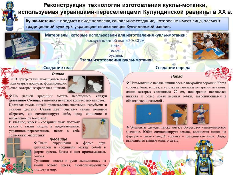 Реконструкция технологии изготовления куклы-мотанки, используемая украинцами-переселенцами