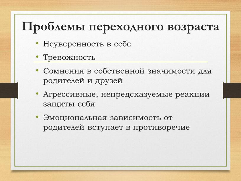 Проблемы переходного возраста Неуверенность в себе