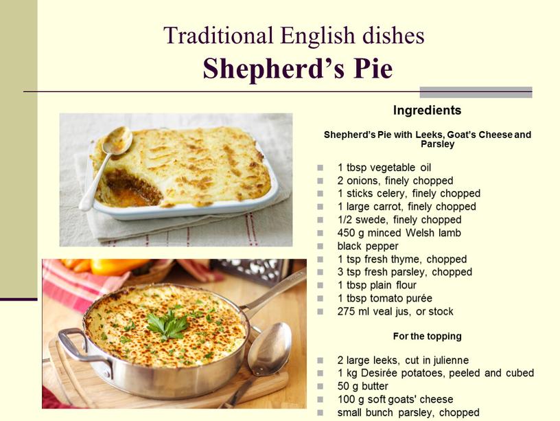 Traditional English dishes Shepherd’s