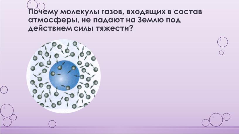 Почему молекулы газов, входящих в состав атмосферы, не падают на