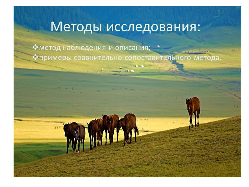 Методы исследования: метод наблюдения и описания; примеры сравнительно-сопоставительного метода