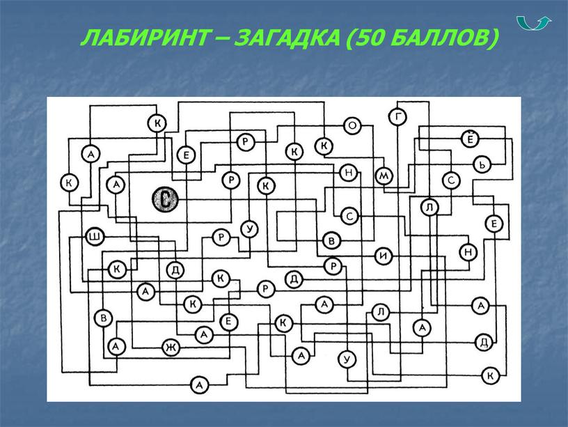 ЛАБИРИНТ – ЗАГАДКА (50 БАЛЛОВ)