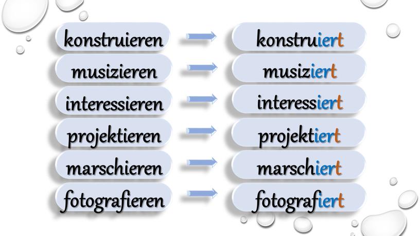 konstruieren konstruiert musizieren musiziert interessieren interessiert projektieren projektiert marschieren marschiert fotografieren fotografiert