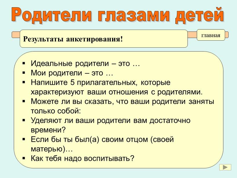 Результаты анкетирования! главная