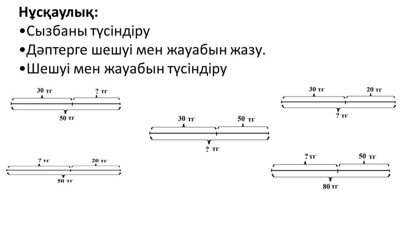 Нұсқаулық: Сызбаны түсіндіру Дәптерге шешуі мен жауабын жазу