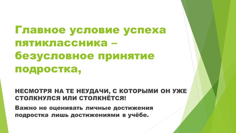 Главное условие успеха пятиклассника – безусловное принятие подростка,