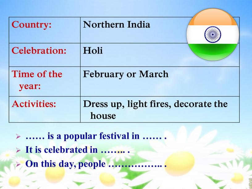 Country: Northern India Celebration: