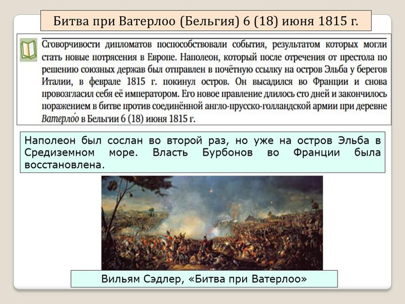 Битва при Ватерлоо (Бельгия) 6 (18) июня 1815 г