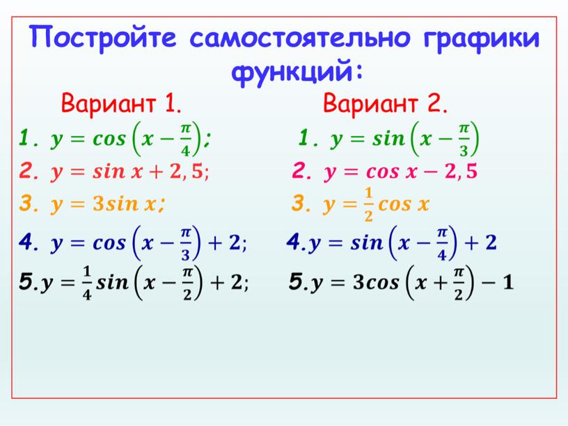 Презентация к уроку "Преобразование графиков тригонометрических функций"