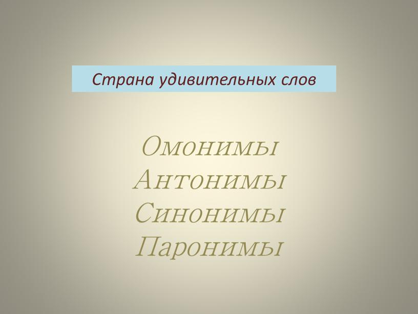 Страна удивительных слов Омонимы