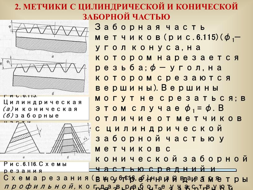 МЕТЧИКИ С ЦИЛИНДРИЧЕСКОЙ И КОНИЧЕСКОЙ