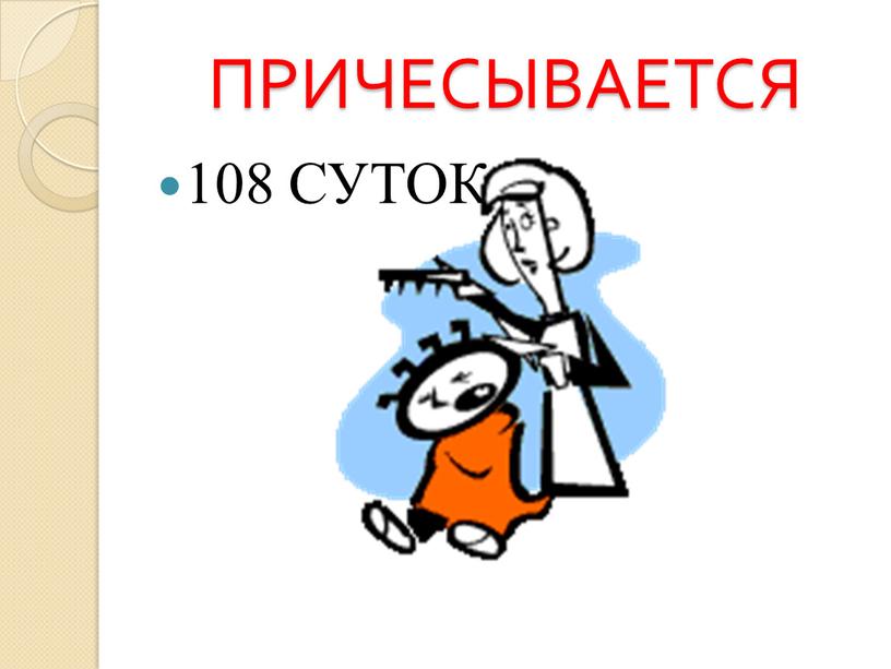 ПРИЧЕСЫВАЕТСЯ 108 СУТОК