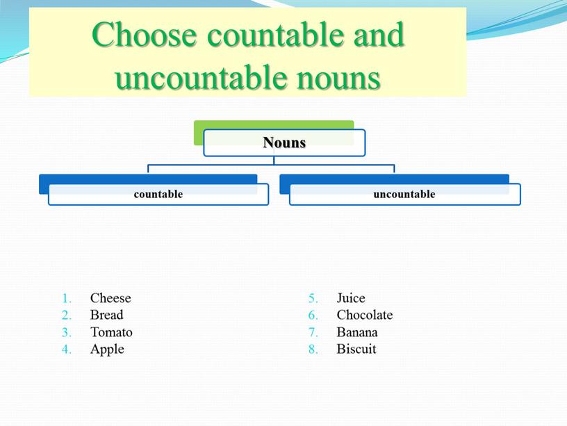 Choose countable and uncountable nouns