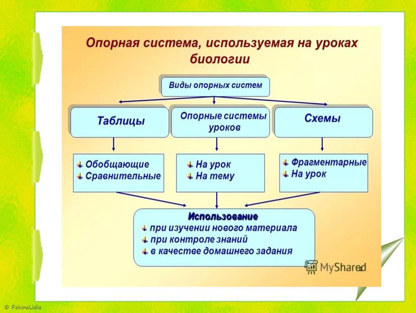 Презентация. Использование  схем и таблиц  на уроках географии и биологии