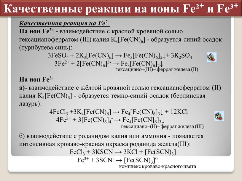 Сульфат железа 3 роданид калия