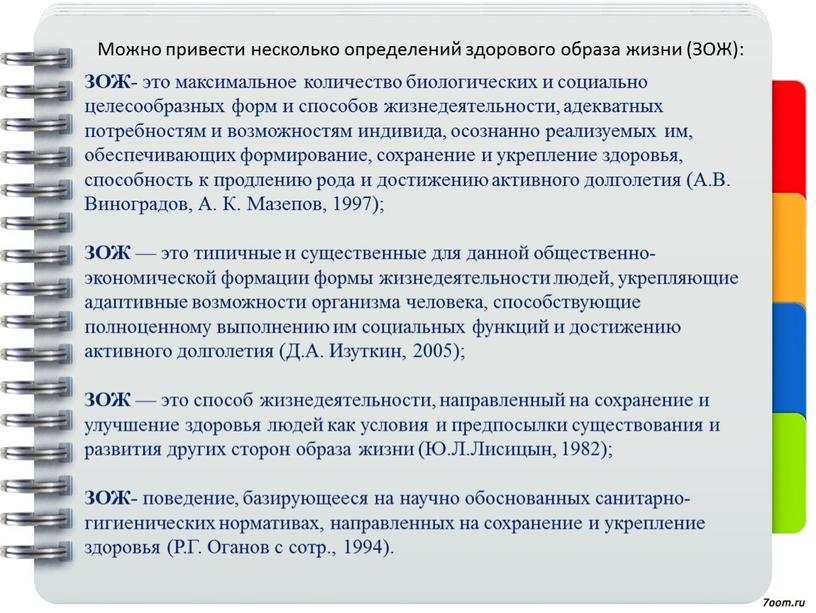 ЗОЖ- это максимальное количество биологических и социально целесообразных форм и способов жизнедеятельности, адекватных потребностям и возможностям индивида, осознанно реализуемых им, обеспечивающих формирование, сохранение и укрепление…