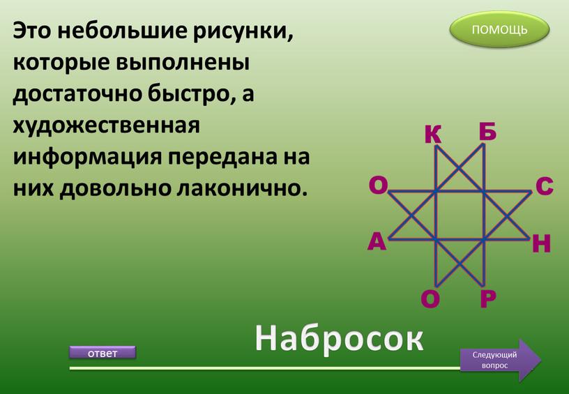 Набросок Это небольшие рисунки, которые выполнены достаточно быстро, а художественная информация передана на них довольно лаконично