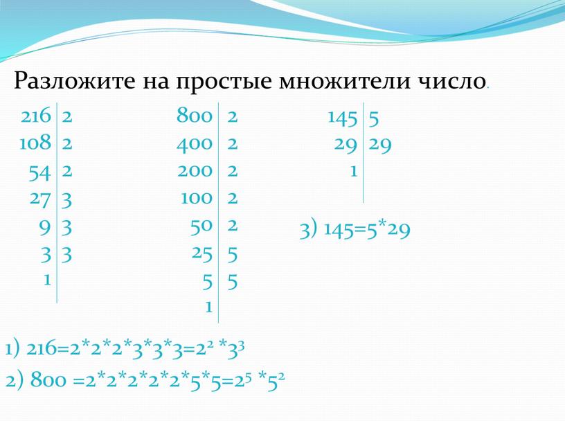 Разложите на простые множители число