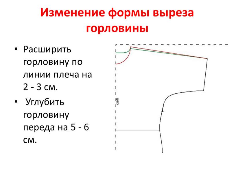 Изменение формы выреза горловины