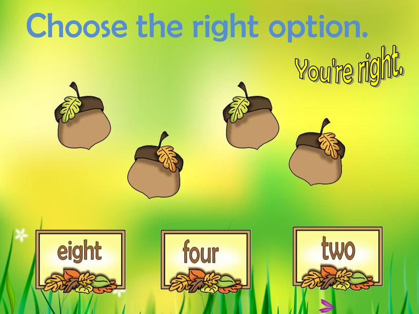 Choose the right option. You're right