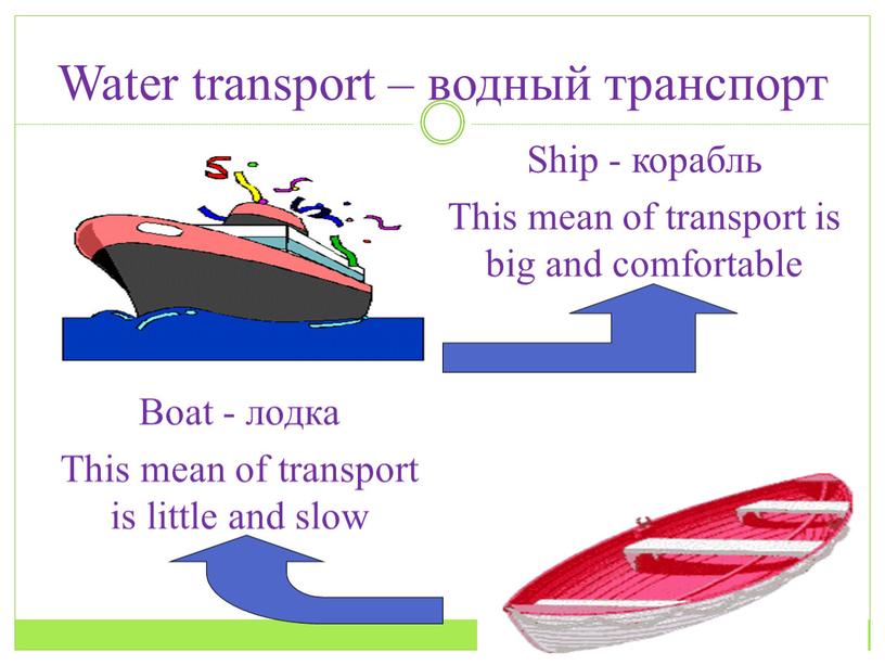 Water transport – водный транспорт
