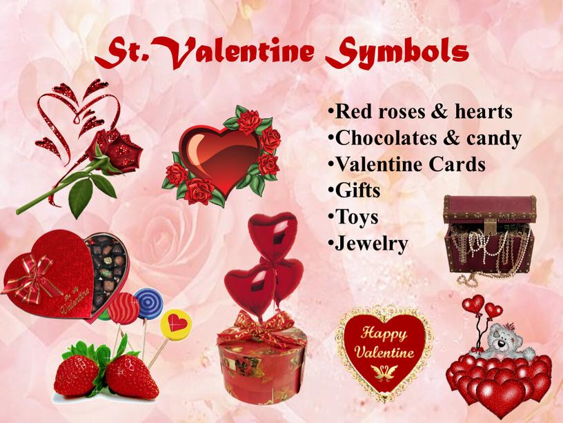 St.Valentine Symbols Red roses & hearts