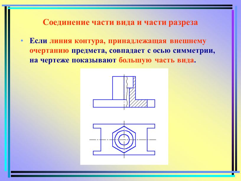 Соединение части вида и части разреза