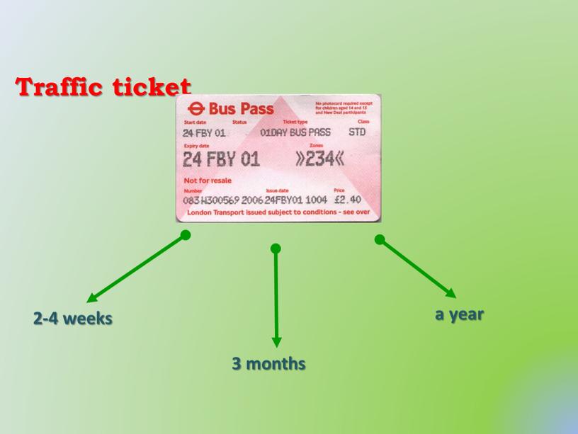 2-4 weeks 3 months a year Traffic ticket