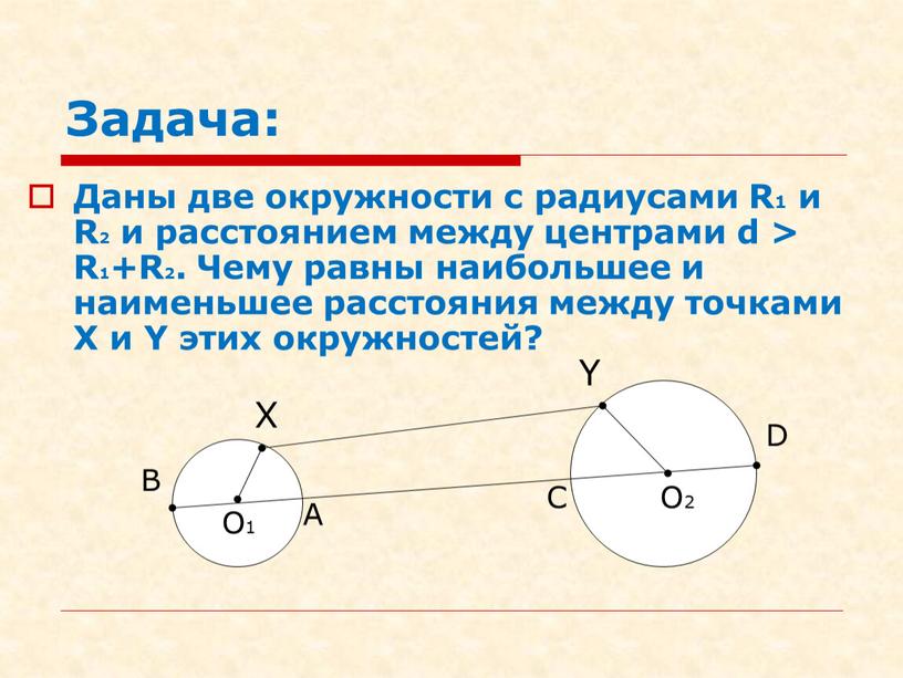 Задача: Даны две окружности с радиусами