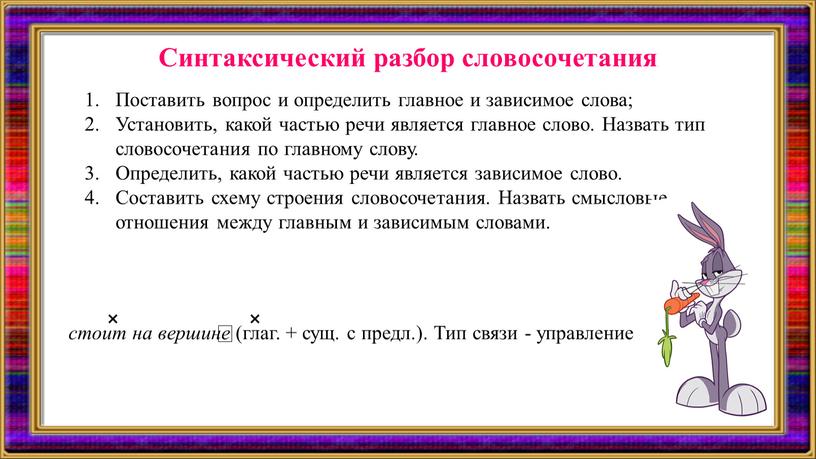 Синтаксический анализ словосочетания управление